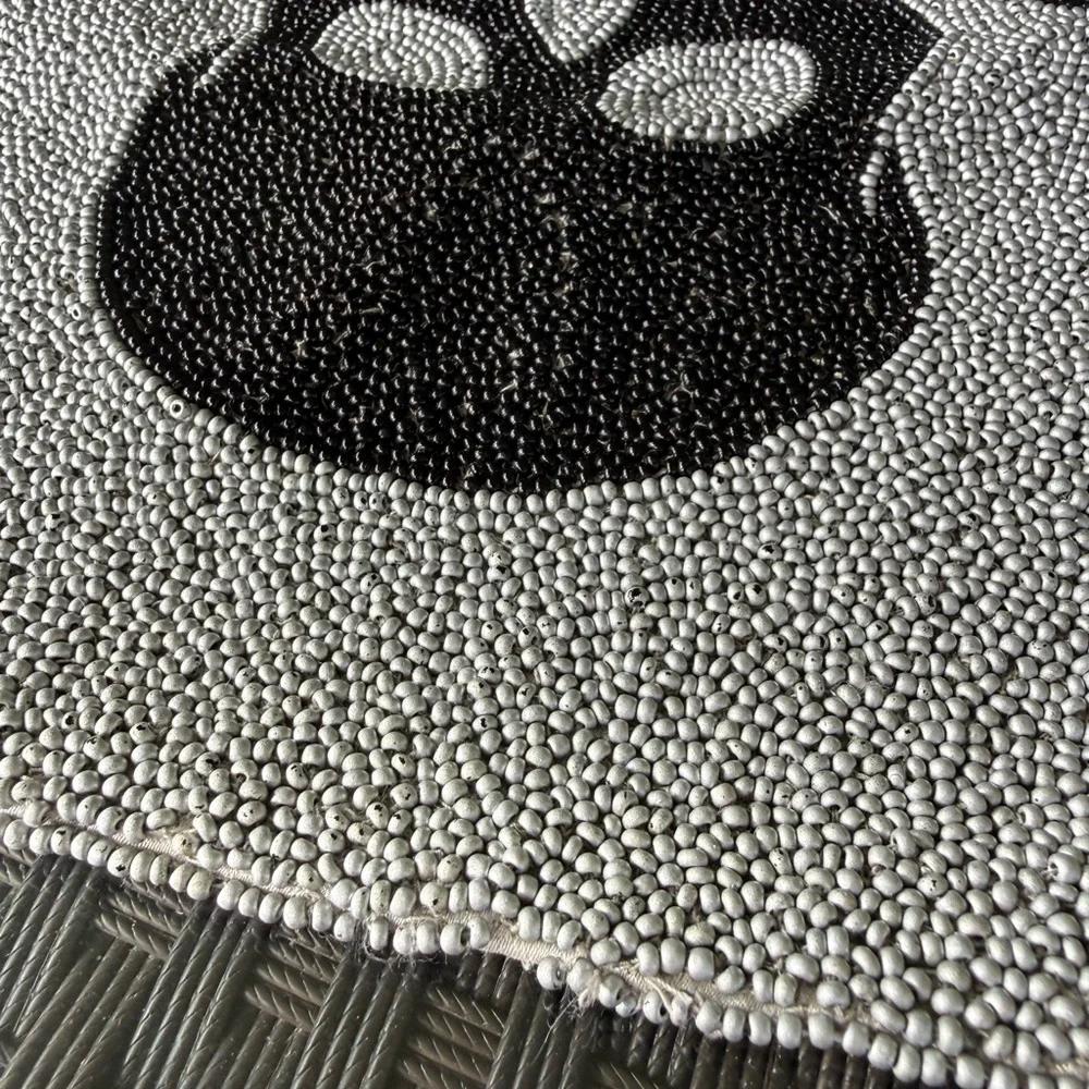 Collectible Pottery Barn 2008 Black Skull And Crossbones Beaded Pillow Cover